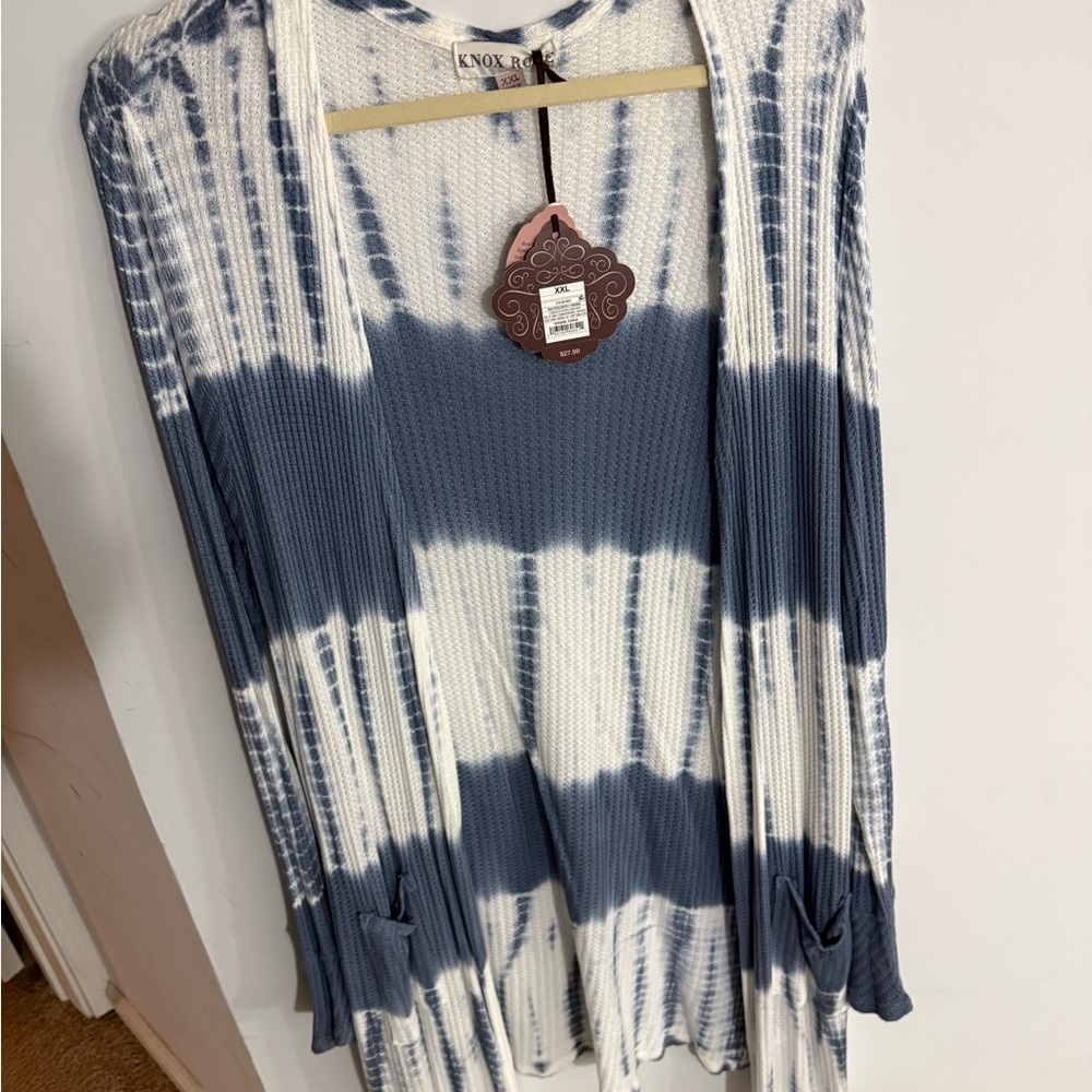 Knox Rose Blue and White Knit Cardigan